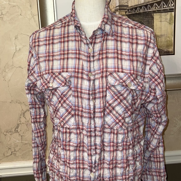 R13 Collared Button Down Plaid Shirt size Large - Picture 2 of 8